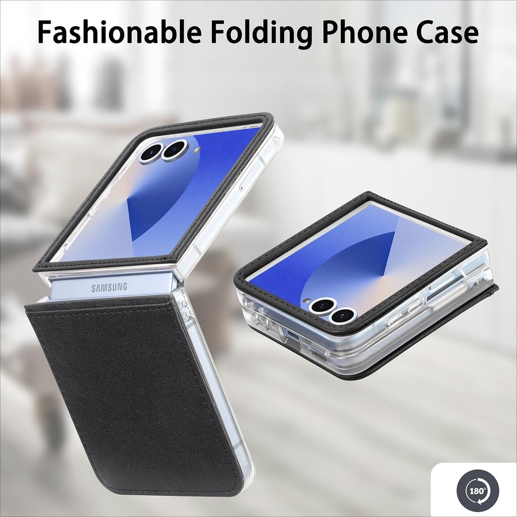 Scratch Resistant Leather Case for Samsung Galaxy Z Flip 8 5G Flip7 Fe Flip8 Flip6 Flip4 Flip 7 6 5 4 3 Flip5 Flip3 Card Slot