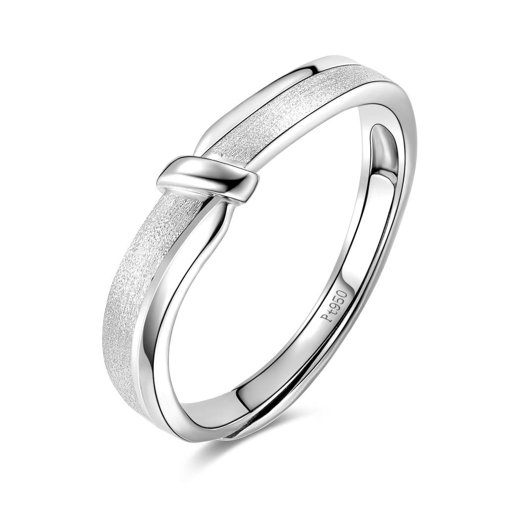 FANCIME Platinum One Size Fits Gift Wrapping Included Men's Ring, 4.2mm Wide, "Knot" Design, Pt950, Twist, Most, Adjustable, Engagement, Wedding,