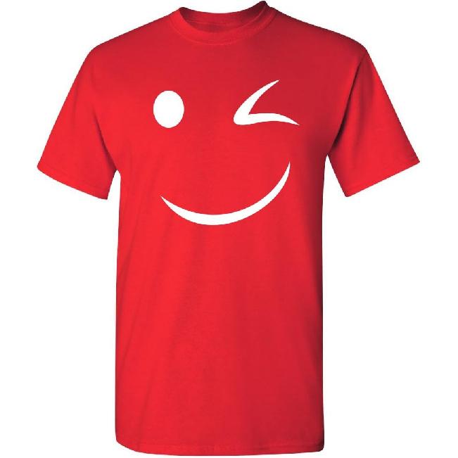 Happy Wink Smile Face Winking Funny T Shirt | Funny Shirts for Men Casual Style | Novelty T-Shirts USA Printed Shirt