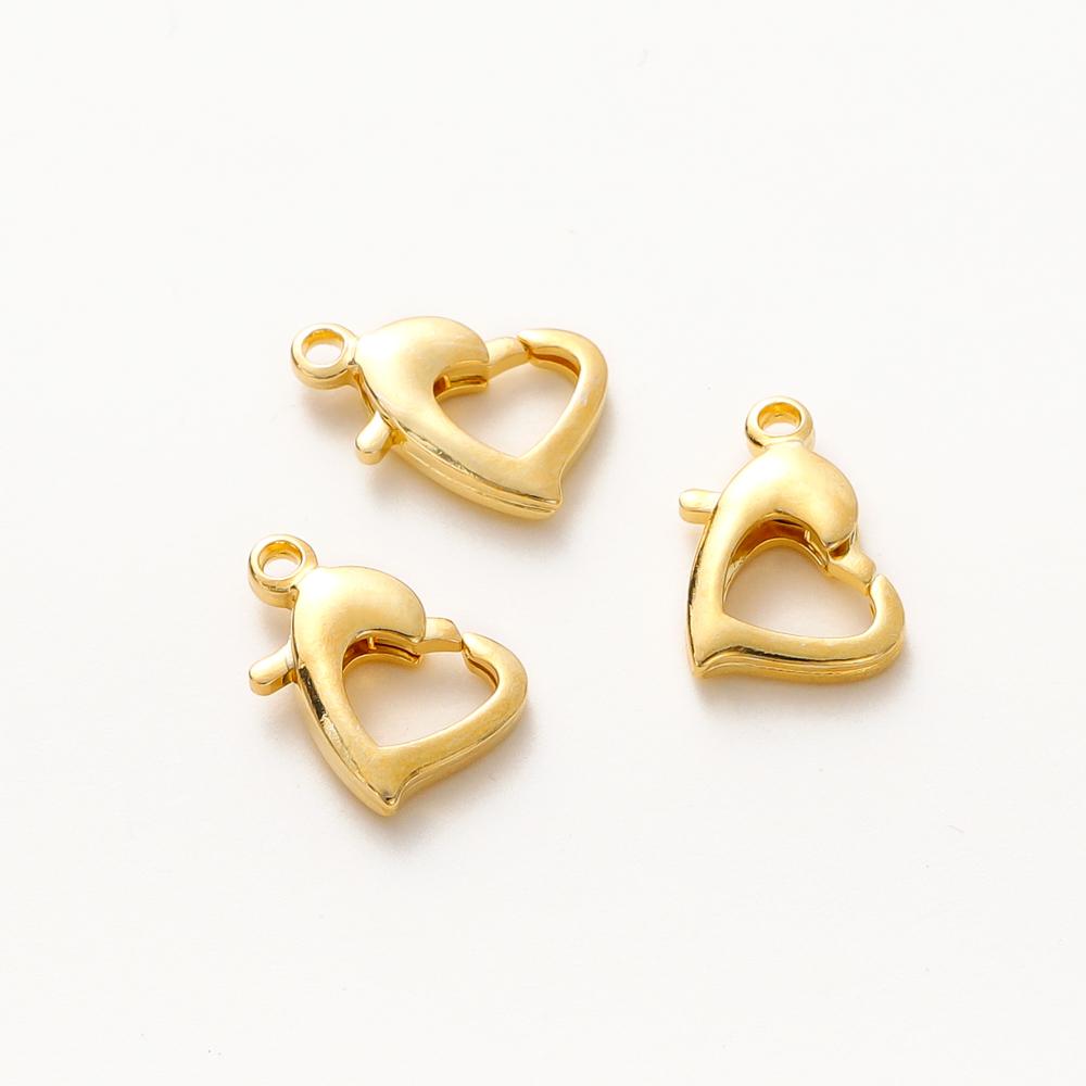 10pcs/lot 14K 18K Gold Plated Heart Shape Lobster Clasps 10mm/13mm Heart Locks Clasp For Bracelet Necklace Jewelry Making