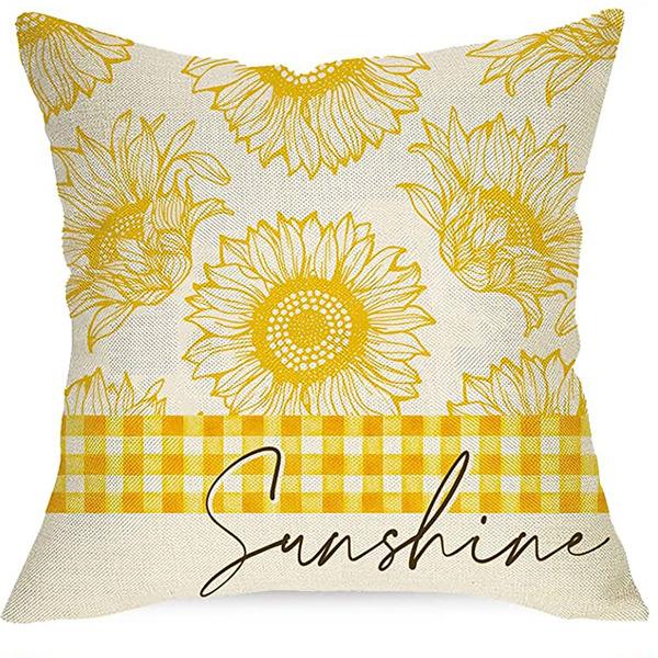 Summer Sunflower Pillow Case Linen Print Sun Flower Home Sofa Pillow Plant Flower Pillow