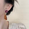 Vintage Maillard Coffee Earrings Women's Literary Temperament Acrylic Smudge Earrings Niche High-end Autumn and Winter Earrings