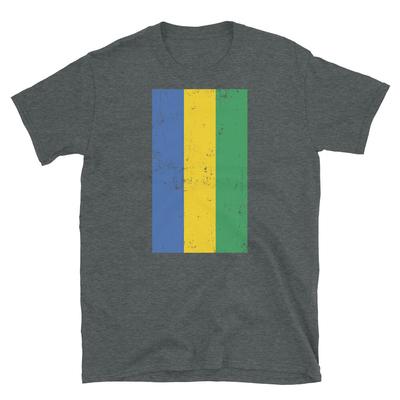 Gabun Zentralafrika Libreville Used-Look Flagge Kurzarm Unisex T-Shirt