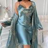 Printed Pajamas Women's Loungewear Set Household Long Lace-up Nightgown Bathrobe Comfortable Sleep Nightgown Wholesale
