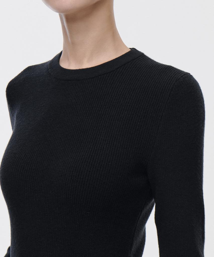 MUSINSA STANDARD WOMAN Women'S Ribbed Slim Crew Neck Knit [Black]