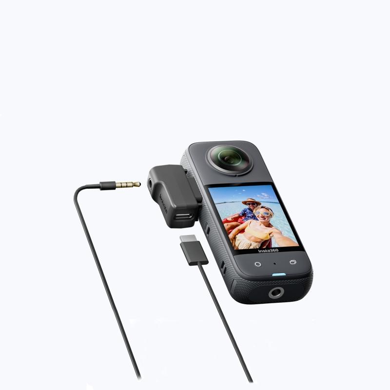 Adapter Mikrofonu Kamery Kompatybilny z Insta360 One X3 Zewnętrznymi Mikrofonami Gniazdo 3,5 mm USB C Solidnie Zamocowany Adapter