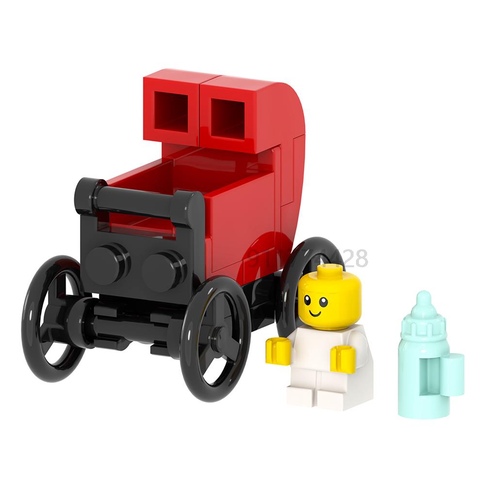 MOC4078 City Series 19Pcs MOC Blocks Baby Stroller Pram Compatible With Figures DIY Building Blocks Kids Toys For Children Gifts