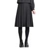 [RONGUI] 60cm Pleated Skirt, Mid-Length, Black, Uniform Skirt, Plus Size, High School Girl Sailor Skirt (L)