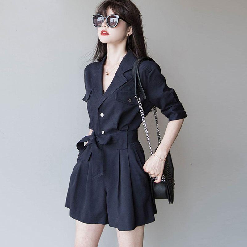 

Women s Spring/Summer 2026 Little Fragrance Style Loose Jumpsuit Romper - Fashionable and Chic Workwear Shorts Small темно-синий