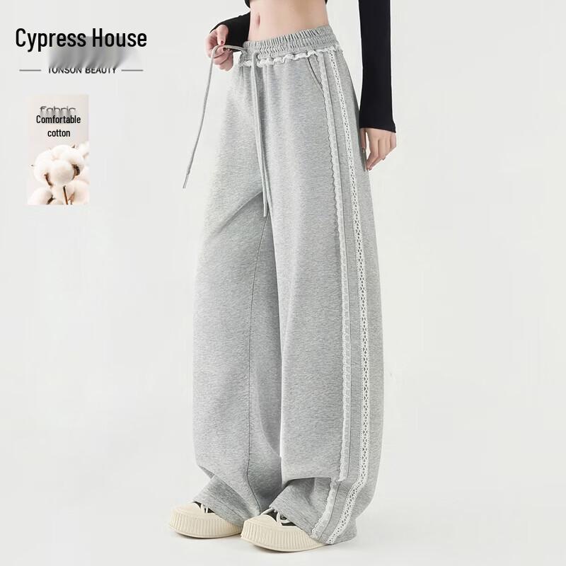 Women s Lace Spliced Wide-Leg Casual Pants L