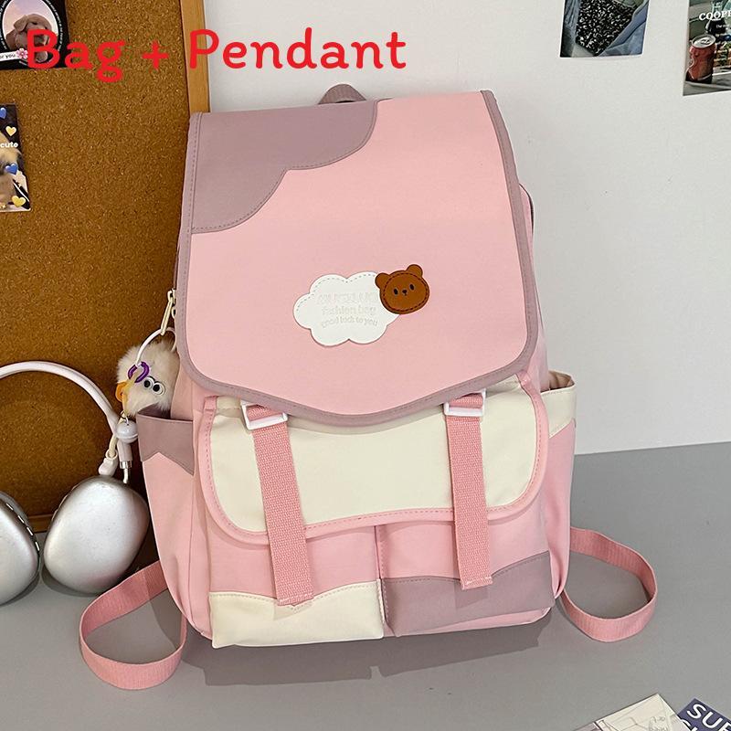 

Cute Neon Color Nylon Backpack For Girls With Design For School And College розовый
