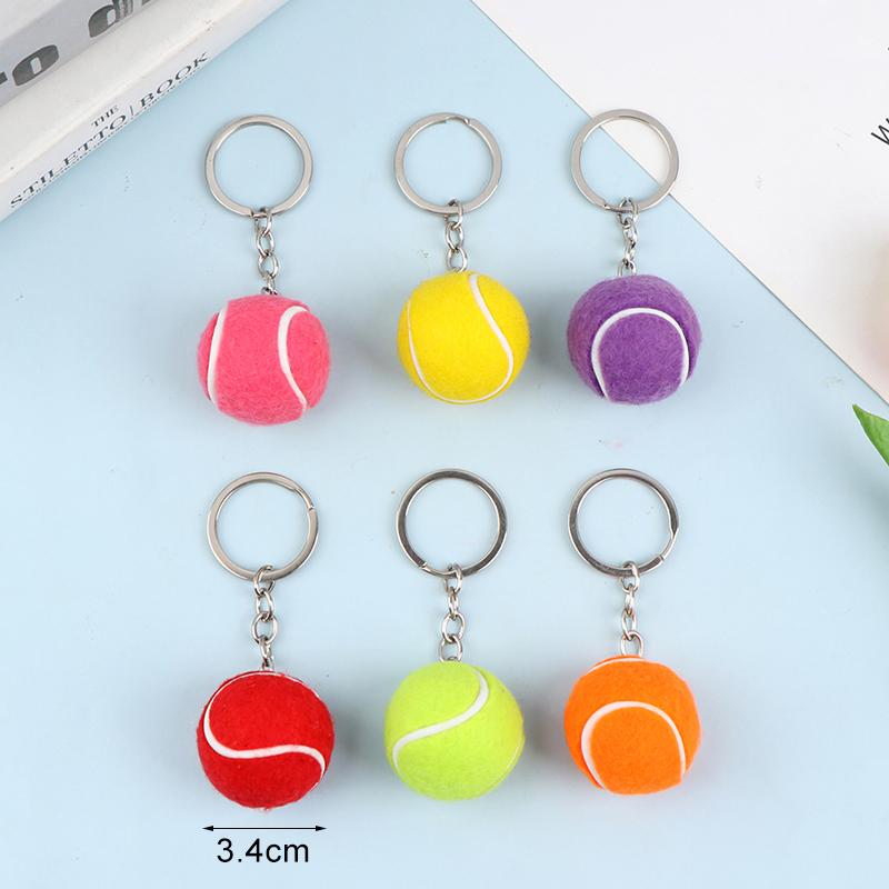 6 Color Key Chain Tennis Ball Metal Keychain Car Key Chain Key Ring sports chain sliver color pendant