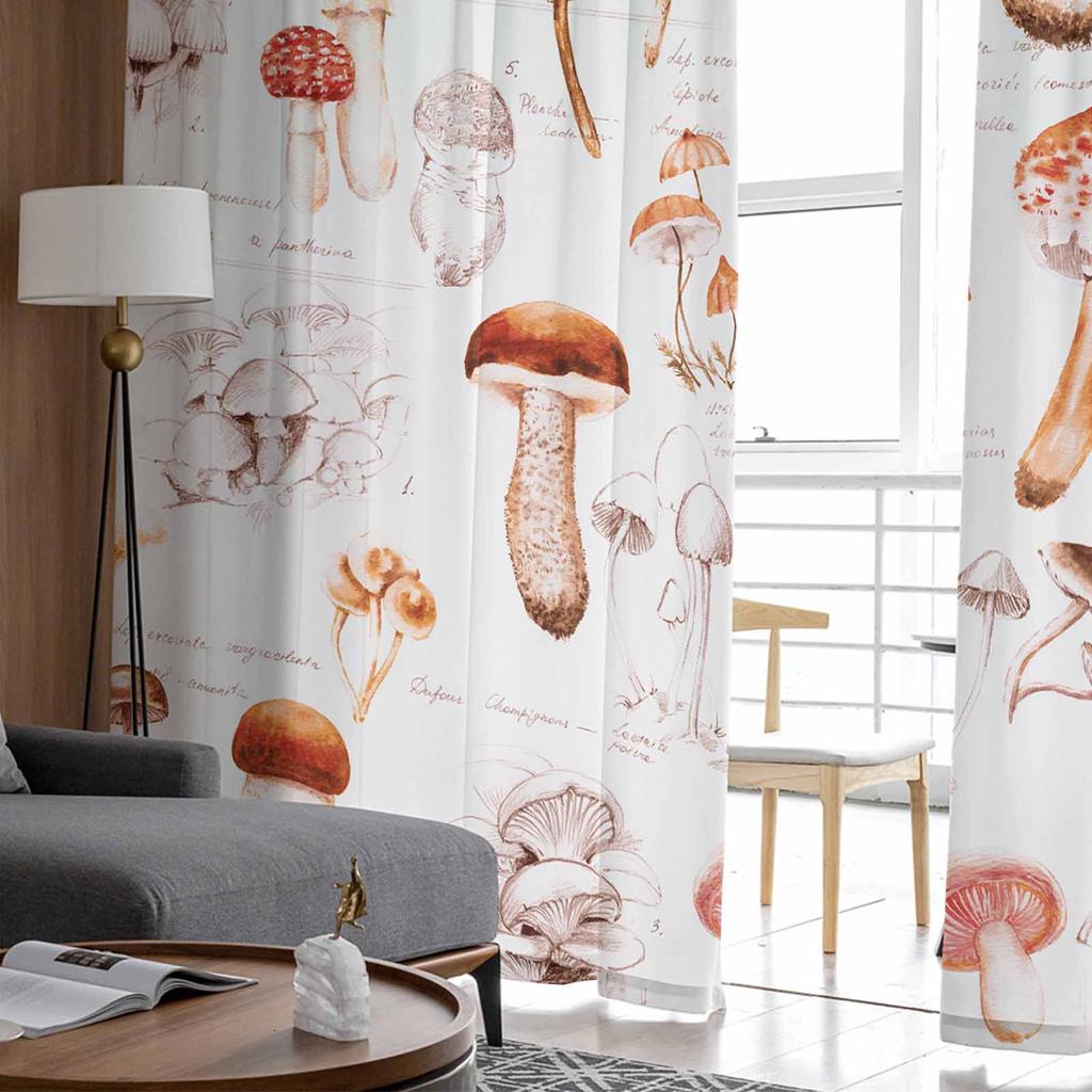Vintage Pilz Herbst Transparente Vorhänge für Kinderzimmer Wohnzimmer Voile Fenstervorhänge Tüll Vorhänge