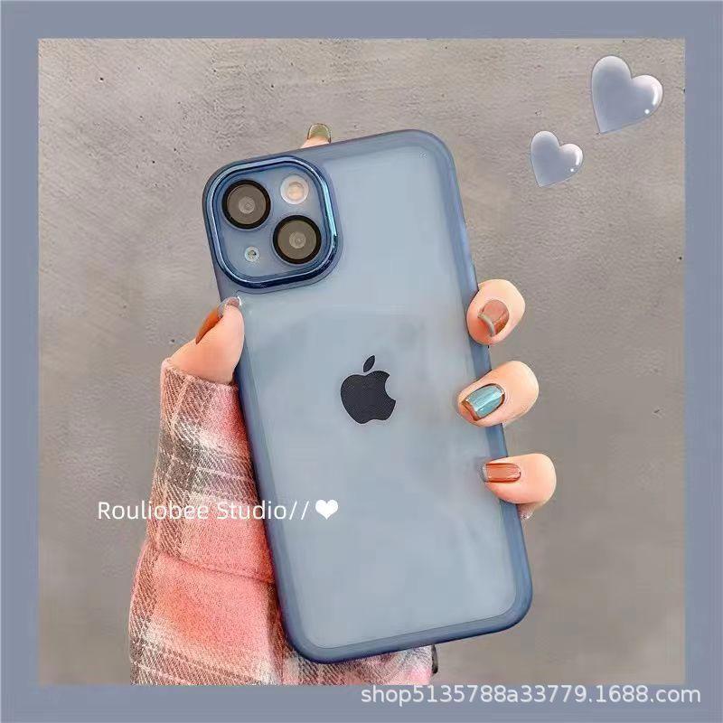 Apple 14 Phone Case iPhone 16 Pro Max with Built-in Lens Protector Transparent 15/13 XS/XR/7P Anti-Fingerprint