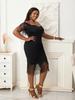 AOMEI Schwarze Quastenkleider Damen V-Ausschnitt Schulterfrei Sexy Bodycon Abendparty Fransensaum Outfits
