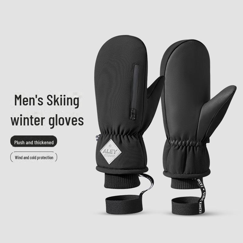 

Мужские зимние лыжные перчатки: Ветрозащитный, водонепроницаемый, нескользящий, совместимый с сенсорным экраном, плюс бархат для тепла, идеально подходит для езды на велосипеде на открытом воздухе One Size чёрный