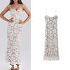 Spring New Arrival French Ladies' Evening Dress Long Dress Silm Slim Looking Lace Lace-up Slit Sling Dress