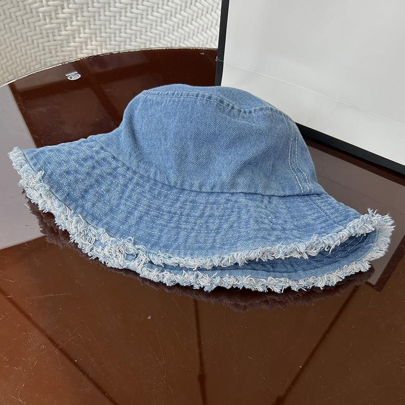 

Frayed Edge Wide Brim Bucket Hat for Women Men Breathable Sun Protection for Summer Bucket Hat Outdoor Travel 56-58cm