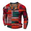 T-shirt Top da Uomo Girocollo Rete Trendy Stampata 3D a Manica Lunga