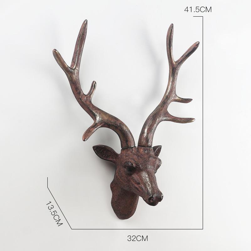 

Lucky Deer Head Wall-decor Creative 3D Background Wall Hanging Decoration Porch Living Room Animal Head Resin Craft silver brown ржавый