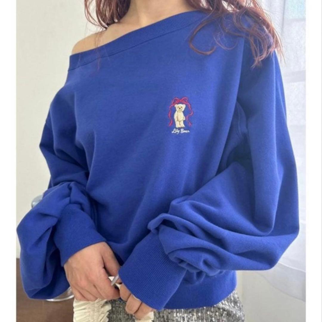 lily brown LilyBear one shoulder ribbon sweatshirt