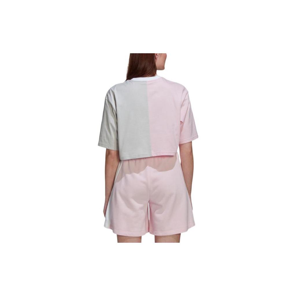 Adidas T-shirt à Manches Courtes Col Ras du Cou Patch Logo Trèfle Originals Color Block Tops Femme HT5978