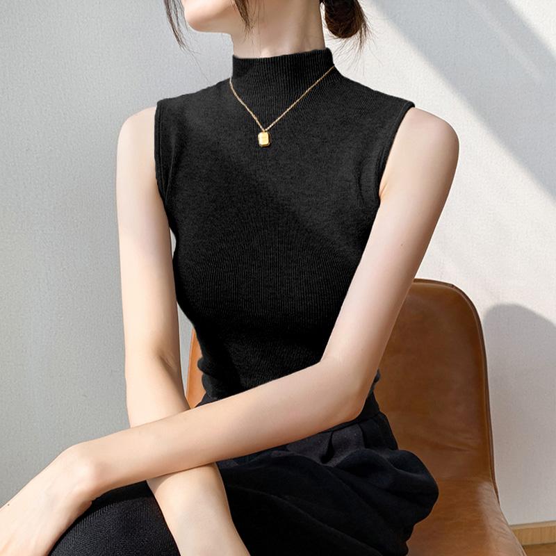 Frühlingsneue, halbhohe, ärmellose Slim-Fit-Strickweste für Damen