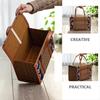 Folding Bamboo Woven Fruit Basket Handheld Handle Fruit Shopping Food Basket Picnic Food Storage Basket For Outdoor
