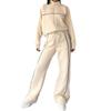 Leisure Two-Piece Set European and American Women Autumn Casual Loose Cardigan Lace-up Hoodie Trousers Set