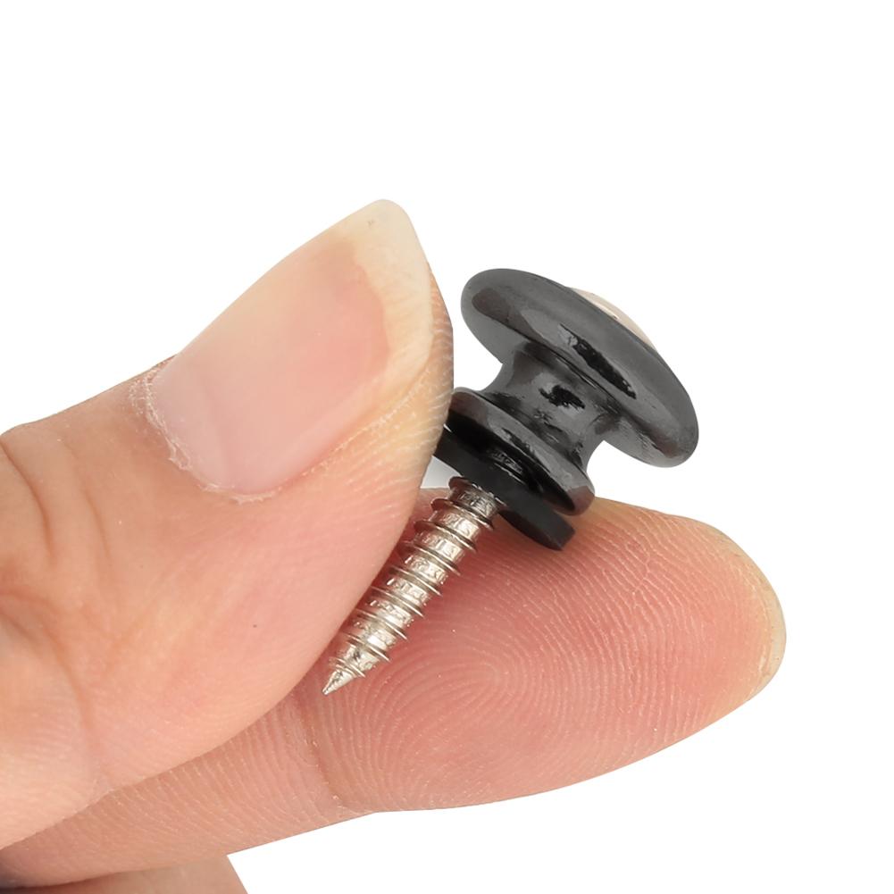 10Pcs Guitar Strap Lock Button Metal End Pin with Screw for Ukulele Electric Bass(Black)