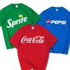 Sommer Neu Trendige Marke INS Pepsi Cola Gemeinsames T-Shirt Sprite Coca-Cola Herren und Damen Locker Übergröße Baumwolle Paare Kurzarm