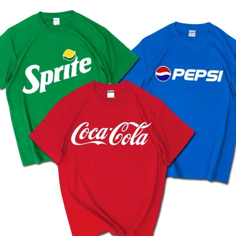 Sommer Neu Trendige Marke INS Pepsi Cola Gemeinsames T-Shirt Sprite Coca-Cola Herren und Damen Locker Übergröße Baumwolle Paare Kurzarm