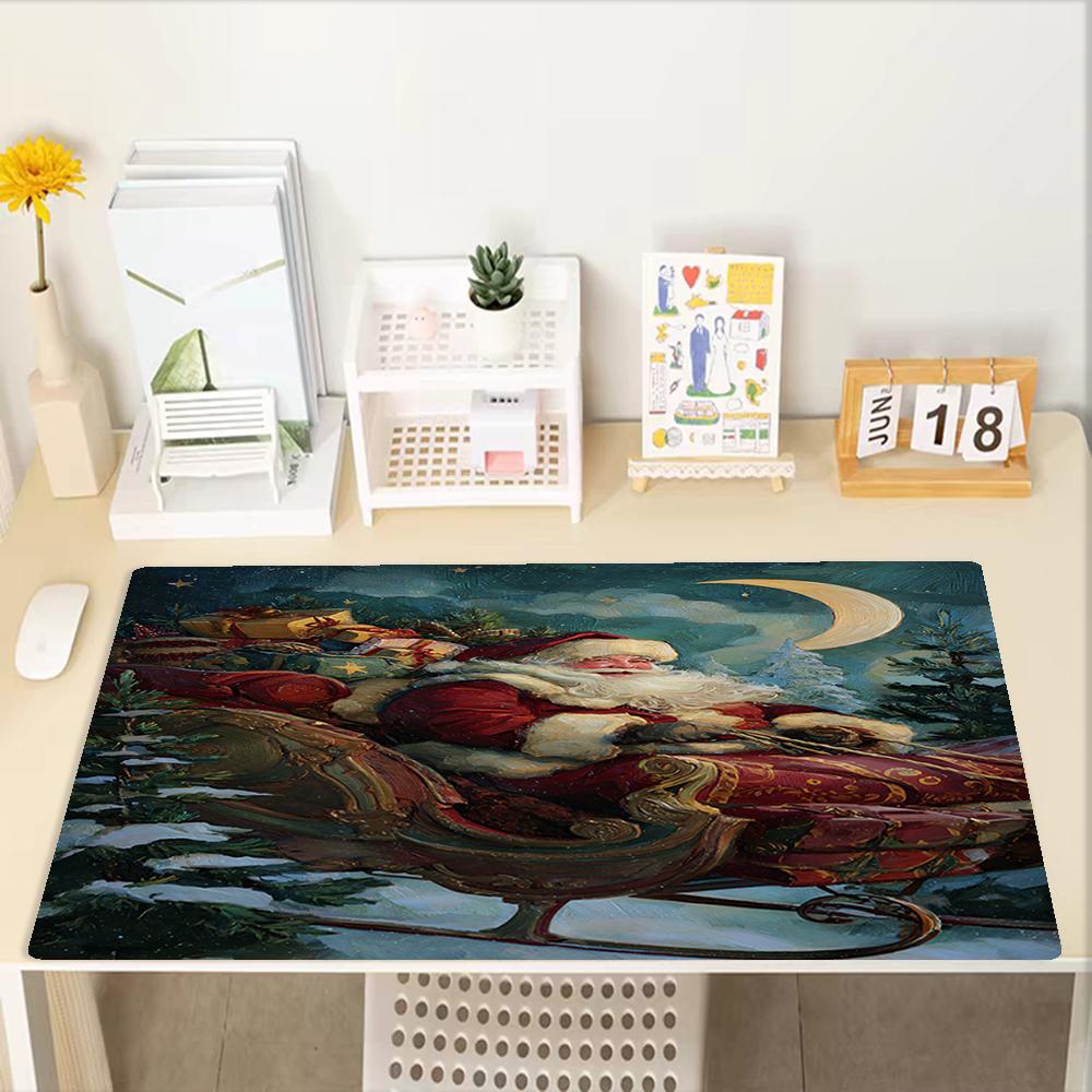 Christmas Santa Claus Theme Mouse Pad, Non Slip Rubber Base, Multifunctional Office & Home Decor, Perfect for Workspace Personalization.