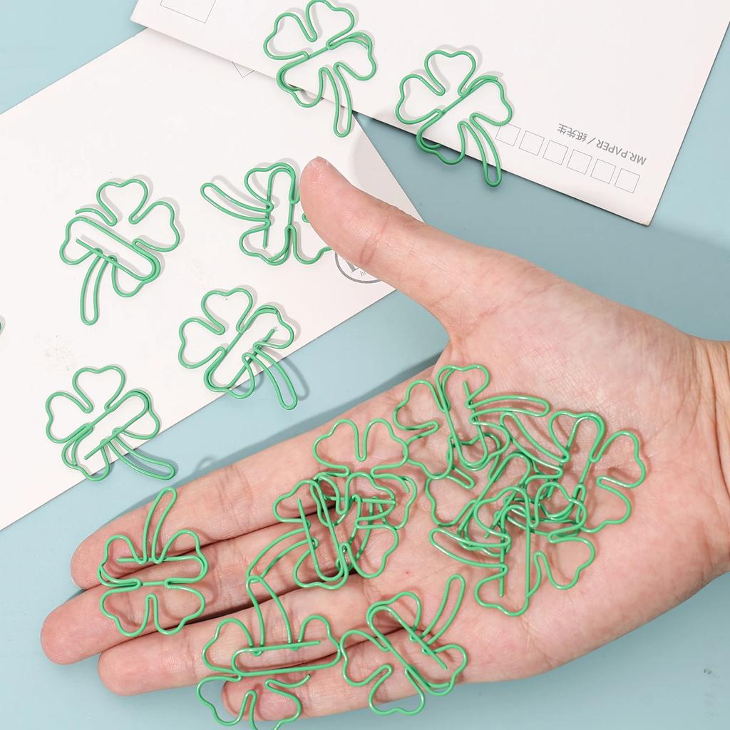 10-50 Stück Niedliche Glücksklee-Büroklammern Metall-Büroklammern für Lesezeichen Notizen Fotos Organizer-Clips Bindeklammer