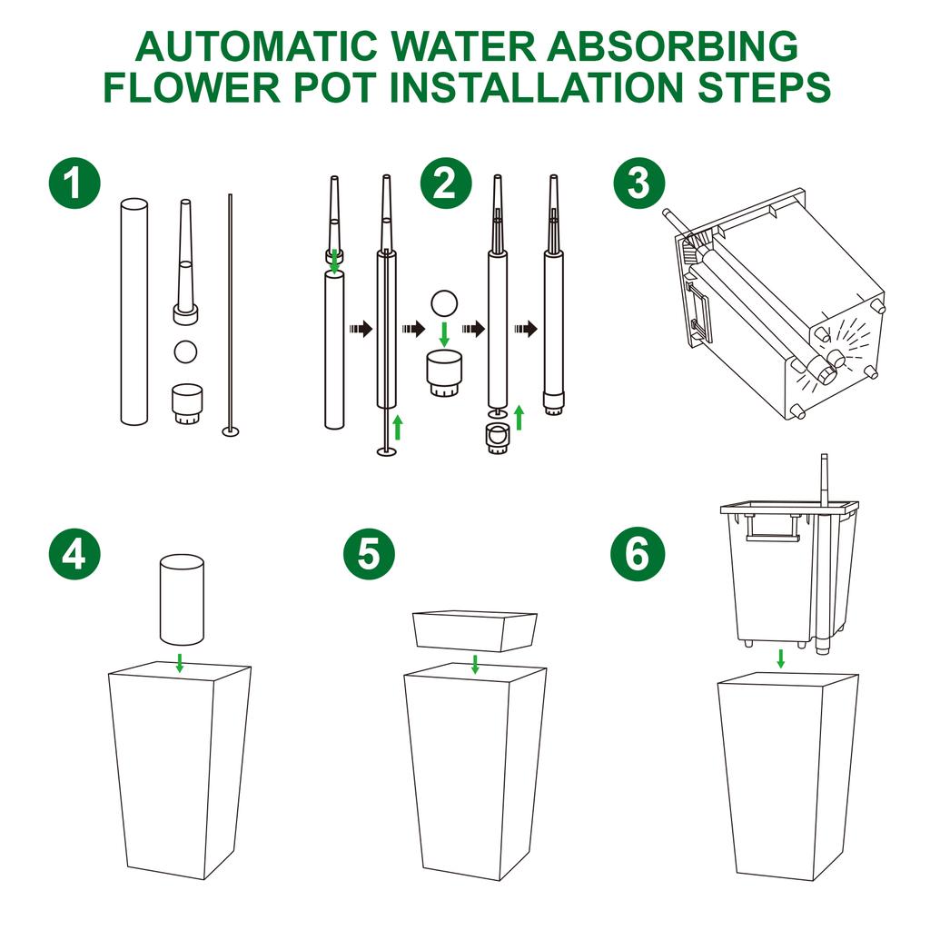 23" Tall Planter Set of 2, Outdoor Indoor Planter Pots, High Front Porch Planter Pots with Drainage Holes Water Level Monitor
