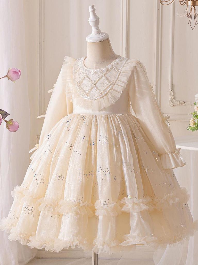 2025 Girls' Princess Elsa Tulle Dress for Autumn/Winter - Little Girl's Puffy Birthday Party Outfit