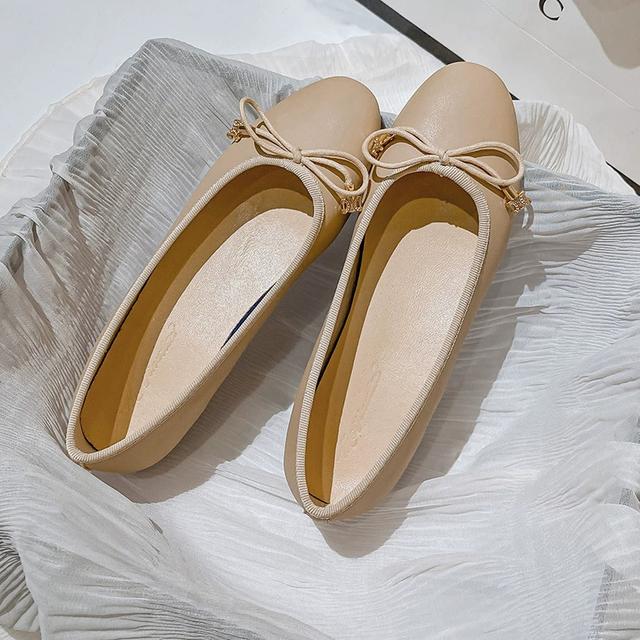 Ballet Flats Shoes Women Classics Loafers Genuine Leather Fashion Design Bowknot Girls Office Lady Casual Shoes For Woman