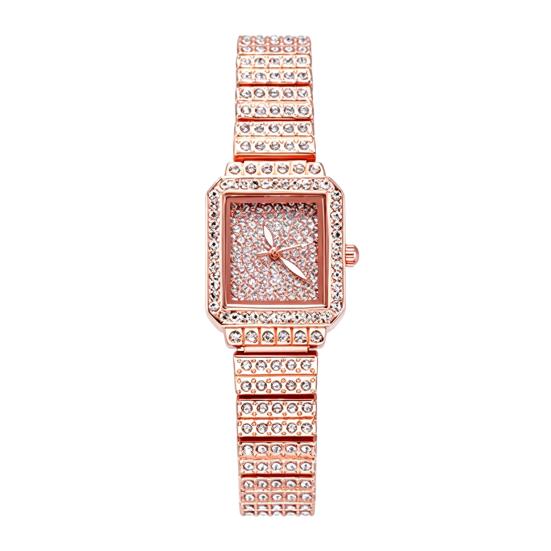 

Women s Rhinestone Bracelet Watch Alloy Quartz Wristwatch with Densely Set Crystals, Scratch-resistant Mineral Glass Watch for Office Party Date розового золота