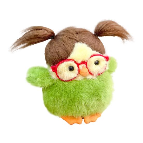 Funny Bird Plush Toy Cute Fat Parrot Sparrow with Glasses & Hair Mini Palm-sized Stuffed Animal for Stress Relief Desk Decor And Gift