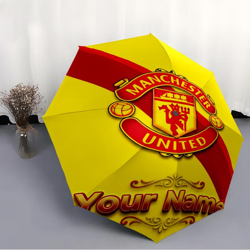 Personalized Name M-Manchester Print Umbrella, UV Shielding. It Has Eight Sturdy Ribs for Outdoor Use And Perfect As a Holiday Gift