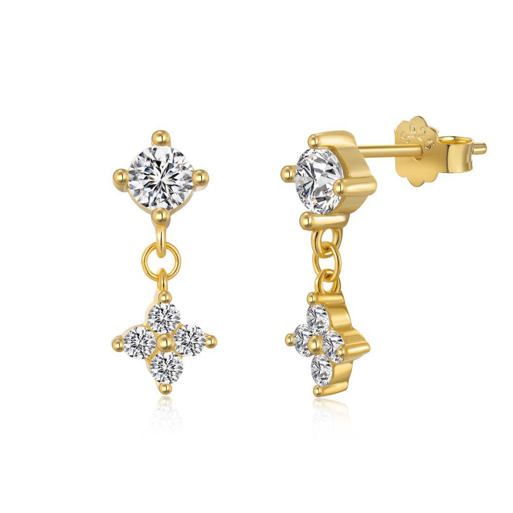 Cercei Stud din Argint Sterling S925 cu Patru Frunze: Stil rafinat, versatil, de lux ușor pentru femei