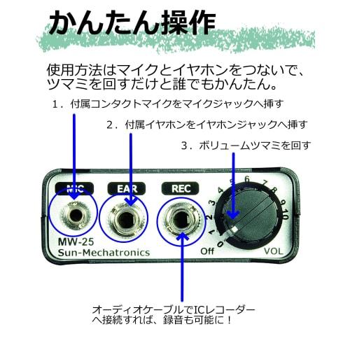 Sun Mechatronics MW-25F Standard Concrete Microphone, High Sensitivity, Built-in Neodymium Magnet, Flat Contact Microphone