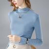 Women Mock Neck Modal Long Sleeve Tee Fleece Lined Thick Warm Base Layer Top