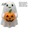 Halloween Desktop Decoration Ghost Pumpkin Ornaments Resin Smiling Decorations for Home Decorative Window Sill Figurine Office Party Decor,