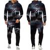 Tuta colorata con stampa 3D lupo Cool Hip Hop Streetwear Felpa con cappuccio con cerniera Tuta Uomo Donna Felpa con cappuccio casual Pantaloni da jogging