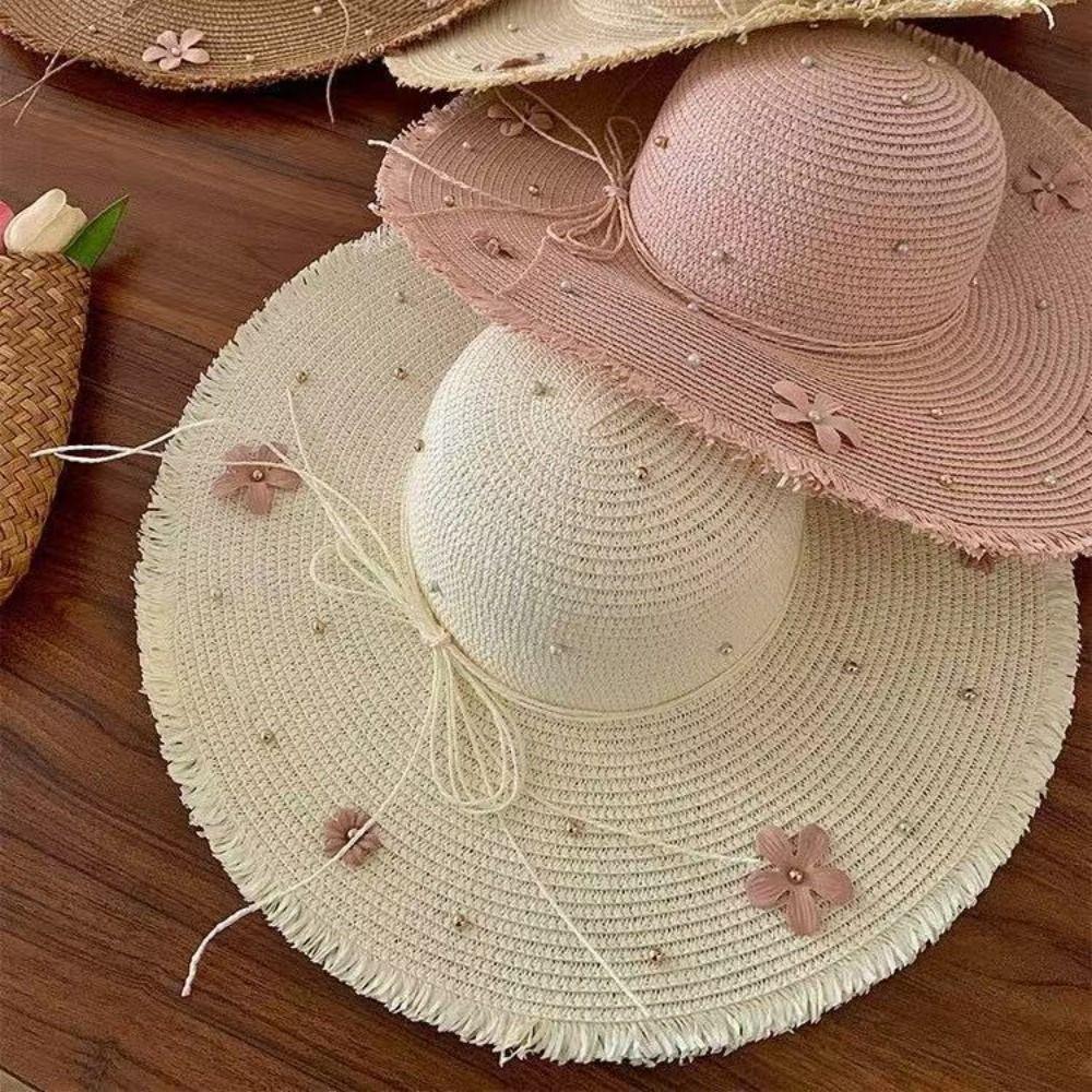 Multicolor Straw Hat Big Brim Sun Block Hat Fashion Beach Hat  Summer