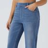 Women's Straight Leg Jeans Pull-On High Waisted Cropped Denim Pants Stretchy Ankle Jeans for Daily Wear Outings