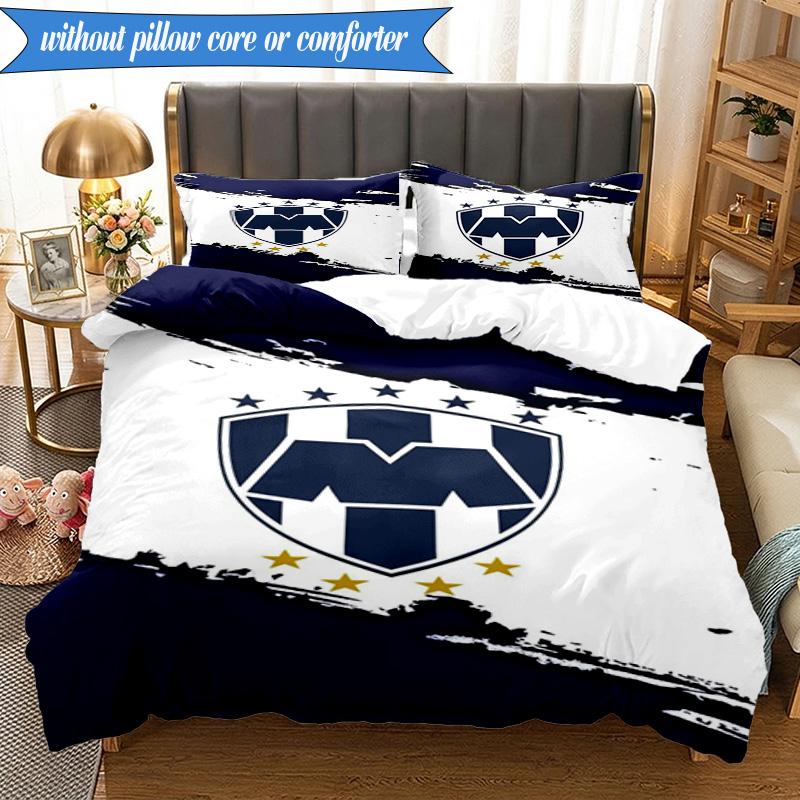 Football Club Emblem 3pcs K-pop music group Bedding set,Ideal for Bedroom, Dormitory,Including Duvet Cover And 2pcs Pillowcases,Fan gifts
