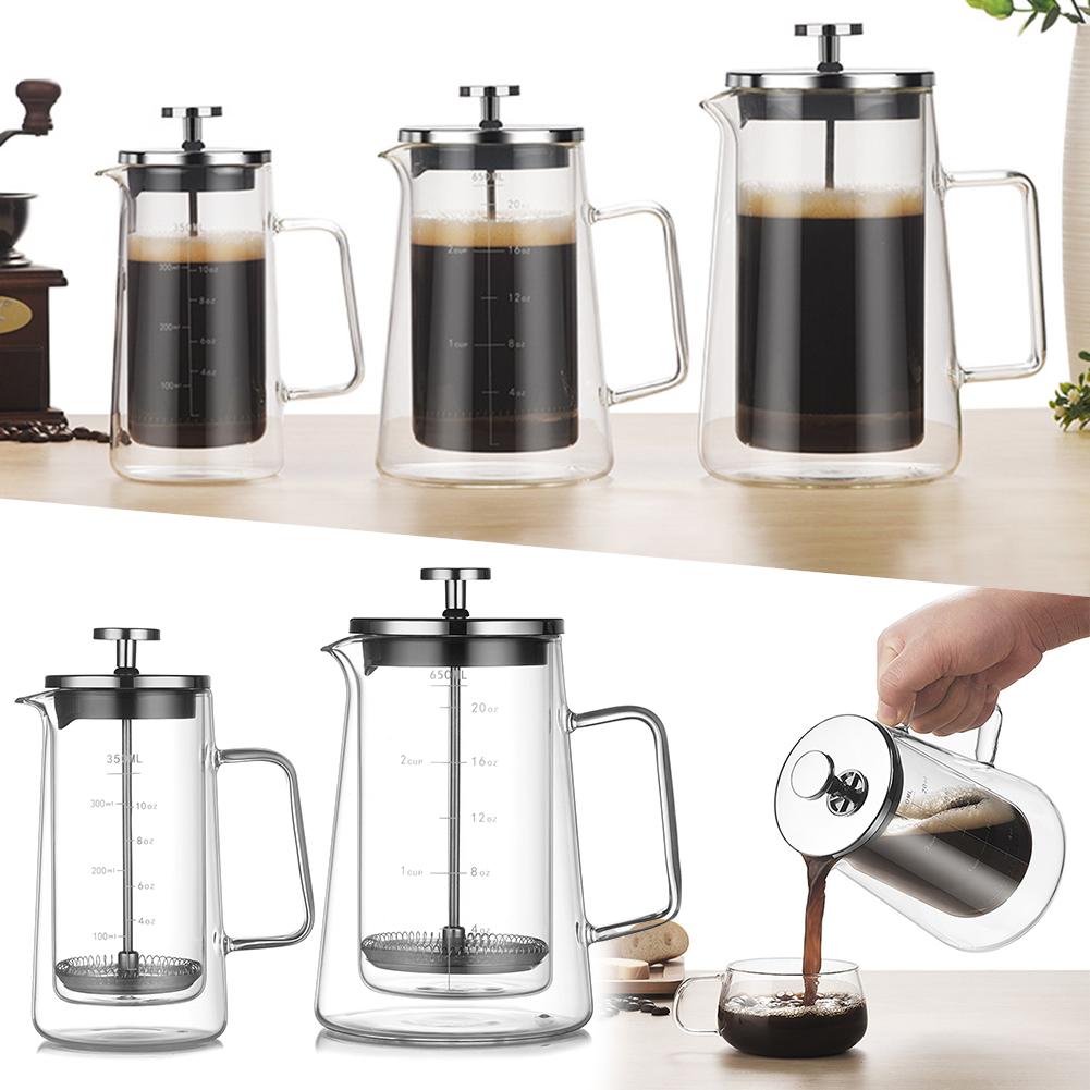 French Press Coffee Maker Heat Resistant Transparent Glass Tea Coffee Brewer Pot with Fine Filtration System for Coffee Lovers