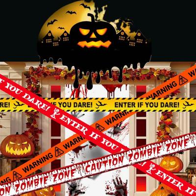 Halloween Warning Tape Outdoor Danger Warning Line Decoration Window Hanging Banner Scary Haunted House Prop Party Supplies